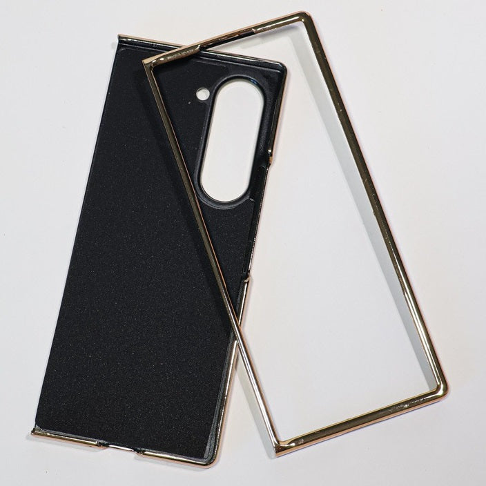 Samsung Galaxy Z Fold7 Luxury Gold Plated Leather Case - Brown