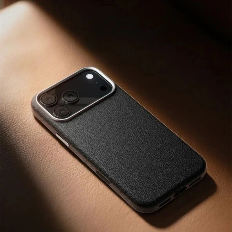 iPhone 18 Pro Max Business Style Leather Case with NFC Button - White