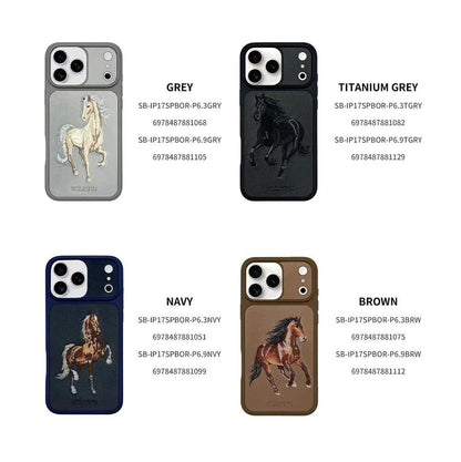 iPhone 18 Pro Max Santa Barbara Boris Series Leather Back Cover - Grey