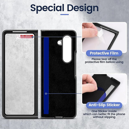 Samsung Galaxy Z Fold 6 Gold Plated Leather Case With Front Glass Protection