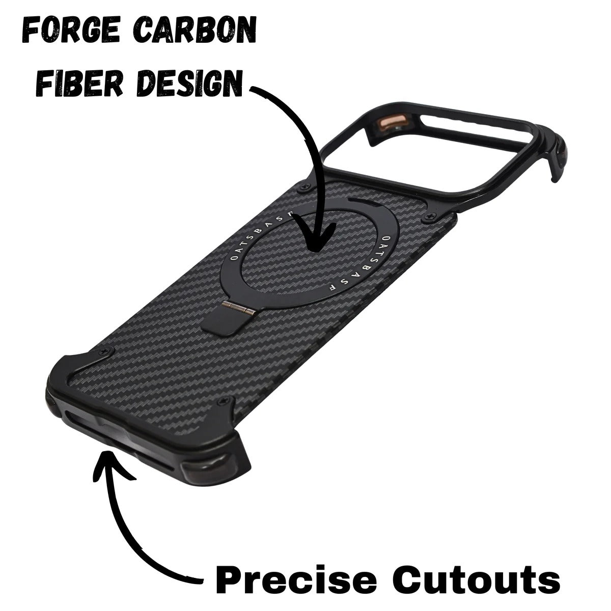 iPhone 17 Pro Max Metal Carbon Case with Stand and Magsafe - Black
