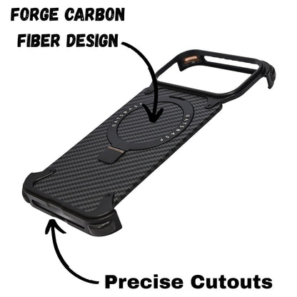 iPhone 17 Pro Max Metal Carbon Case with Stand and Magsafe - Black