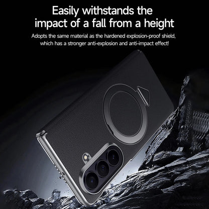 Samsung Z Fold8 Ultra SULADA Leather Case, S-View Window Magnetic Ring Holder Kickstand Cover with Magsafe