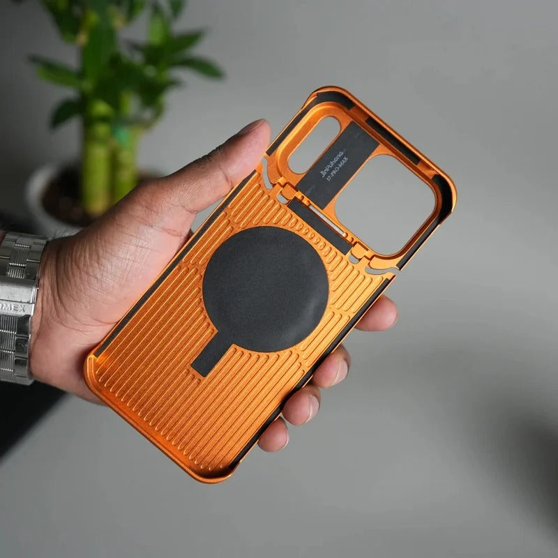iPhone 18 Pro Max Aero Flex Metallic Leather MagSafe Case with Aroma - Orange