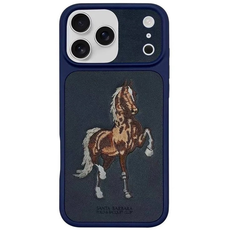iPhone 17 Pro Santa Barbara Boris Series Leather Back Cover - Blue