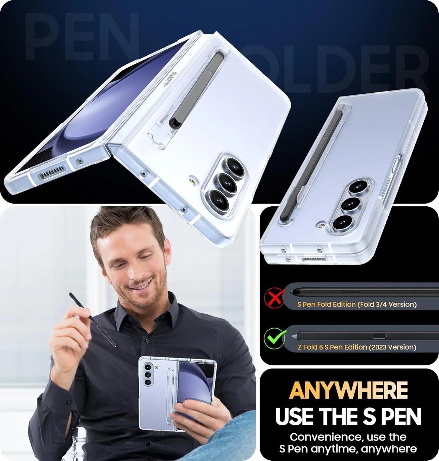 Samsung Z Fold8 Ultra Transparent Case, Crystal Clear Anti-Yellowing Cover with Spen