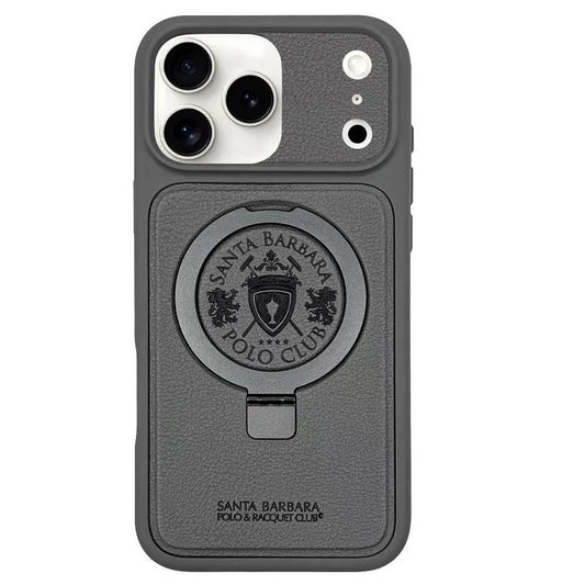 iPhone 17 Pro Leather Case, Original Santa Barbara Primo Series Leather Back Cover - Gray