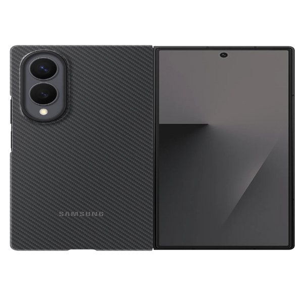 Samsung Z Fold8 Carbon Case, 0.8mm Slim Carbon Fiber Cover Magsafe and Logo - Black