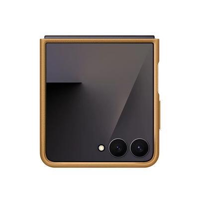 Samsung Galaxy Z Flip7 Leather Protective Shell Cover Back Cover - Tan