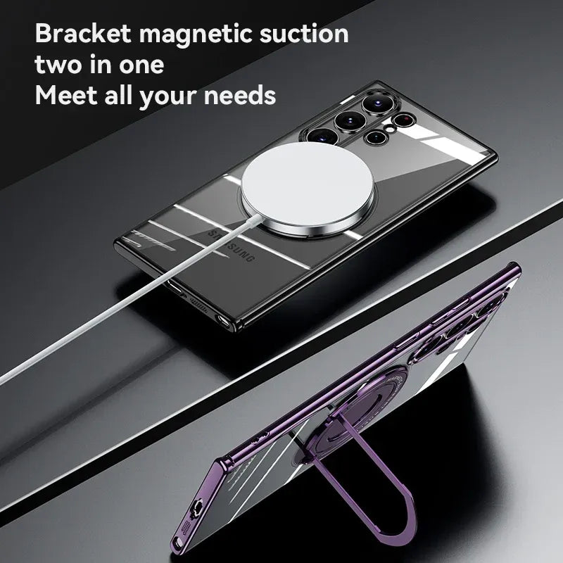 Samsung Galaxy S24 Ultra Magnetic Invisible Stand Anti Yellowing Electroplating Case