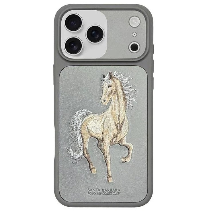 iPhone 17 Pro Santa Barbara Boris Series Leather Back Cover - Gray