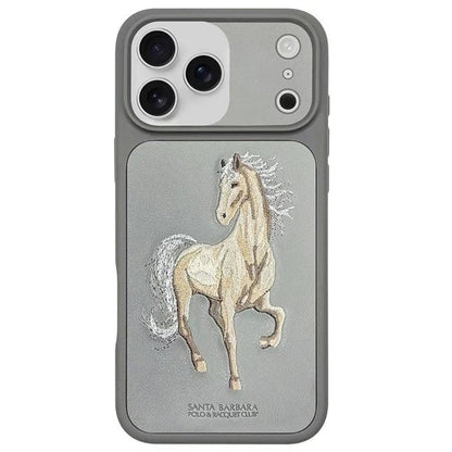 iPhone 17 Pro Santa Barbara Boris Series Leather Back Cover - Gray