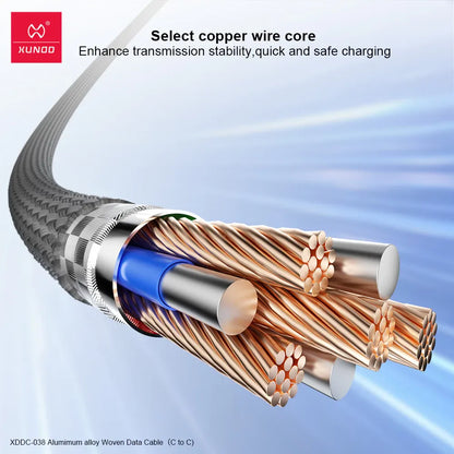 XUNDD Aluminum Alloy Nylon Braid Woven Data Cable Type-C To Type- lightning  / Type-C To L