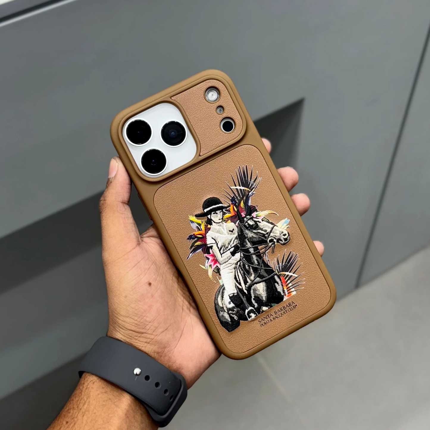 iPhone 17 Pro Max Leather Case, Original Santa Barbara Cedric Series Leather Back Cover - Brown