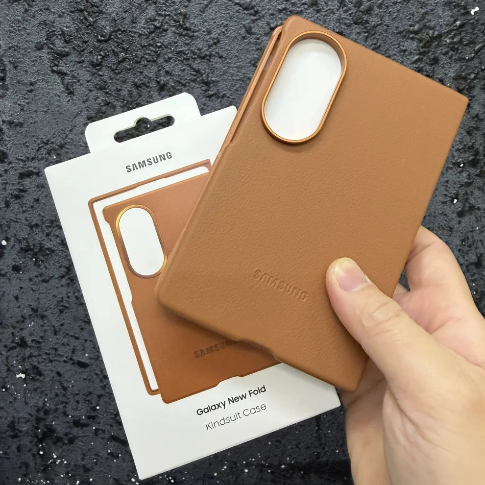 Samsung Z Fold8 Leather Case, Kindsuit Slim Leather Back Cover - Brown