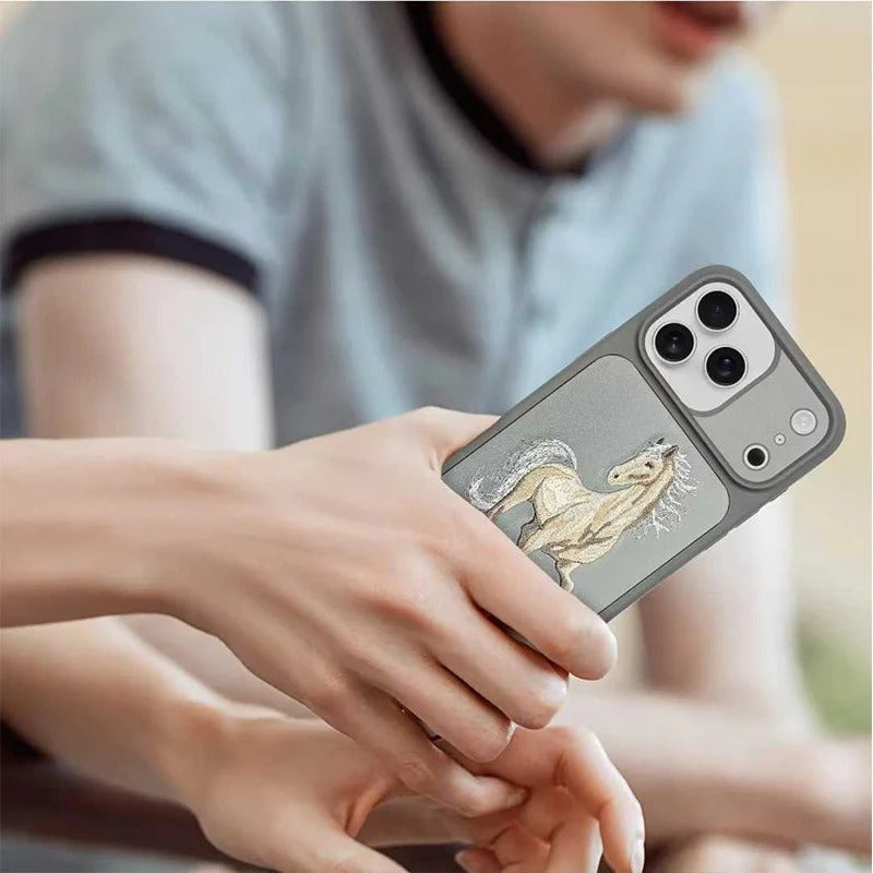 iPhone 17 Pro Santa Barbara Boris Series Leather Back Cover - Gray