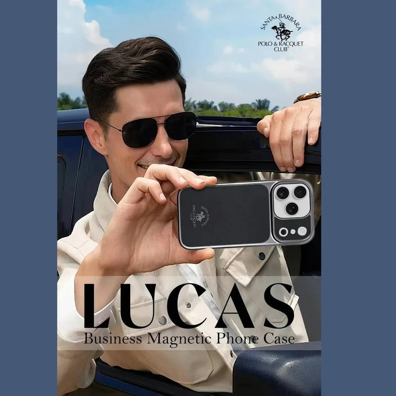 iPhone 18 Pro Max Leather Case, Original Santa Barbara Lucas Series Leather Back Cover - Black