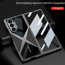 Samsung Galaxy Z Fold 6 Gkk Original X Pattern Leather & Glass Back Cover with Front Glass