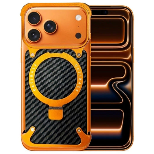 iPhone 17 Pro Max Metal Carbon Case with Stand and Magsafe - Orange