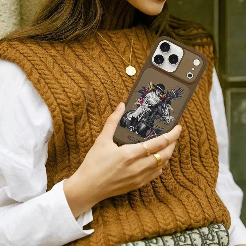 iPhone 17 Pro Max Leather Case, Original Santa Barbara Cedric Series Leather Back Cover - Brown