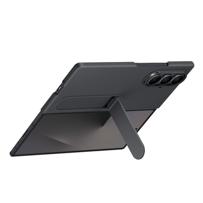 Samsung Galaxy Z Fold 7 Matte Skin Feel PC Hard Case with Kickstand - Black