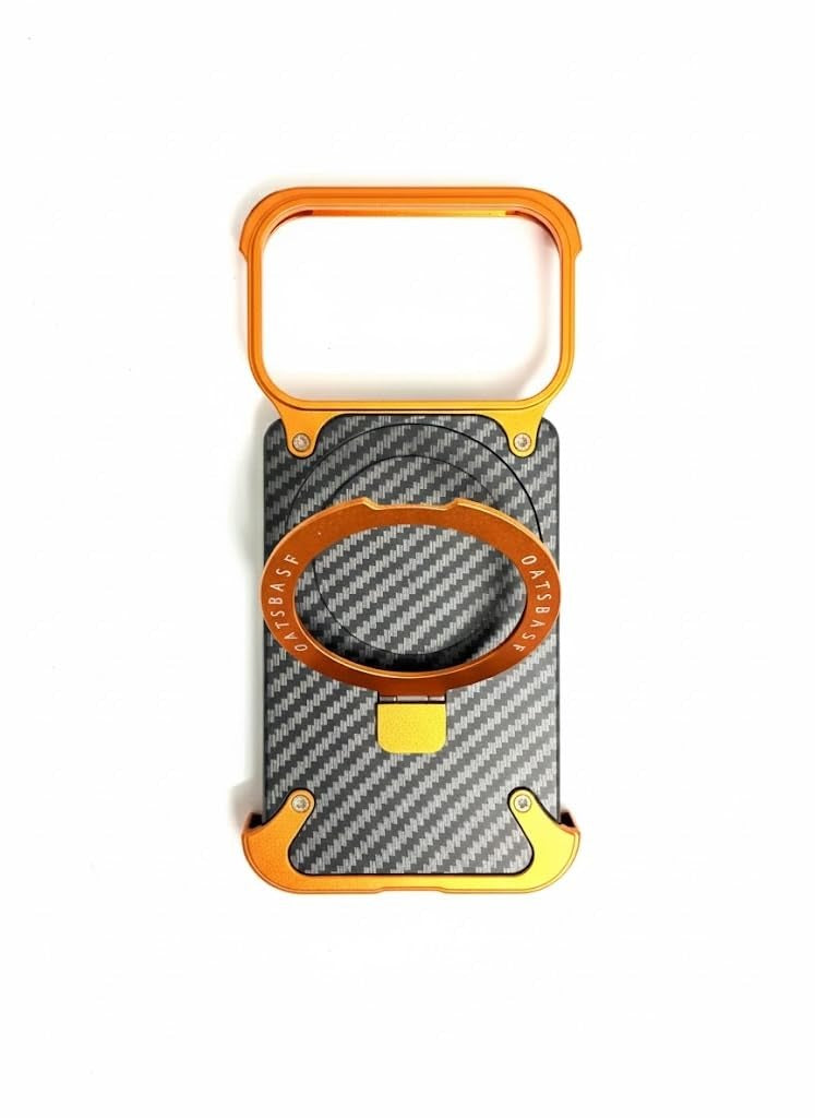 iPhone 17 Pro Max Metal Carbon Case with Stand and Magsafe - Orange