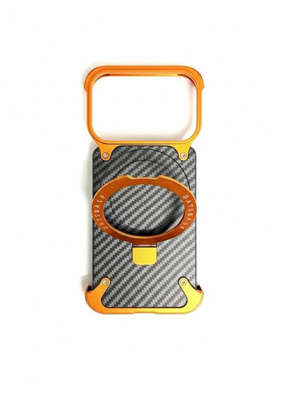 iPhone 17 Pro Max Metal Carbon Case with Stand and Magsafe - Orange