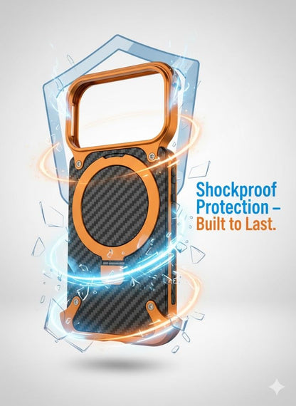 iPhone 17 Pro Metal Carbon Case with Stand and Magsafe - Orange