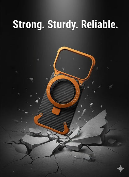 iPhone 17 Pro Metal Carbon Case with Stand and Magsafe - Orange