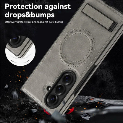 Samsung Galaxy Z Fold7 Leather Case with MagSafe & Kickstand - Grey