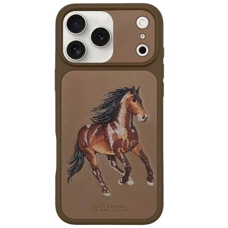 iPhone 17 Pro Santa Barbara Boris Series Leather Back Cover - Brown