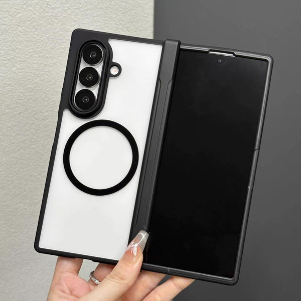 Samsung Galaxy Z Fold 7 Shockproof Case with Front Glass and Hinge Protection with Magsafe - Clear