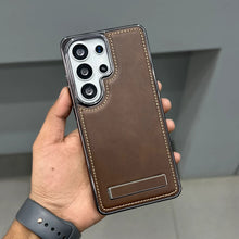 Samsung Galaxy S26 Ultra Leather Chrom Shine Case with Stand - Brown