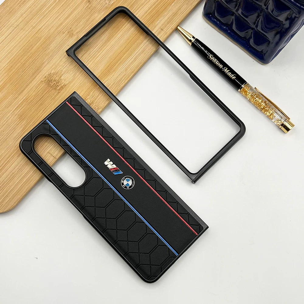 Samsung Galaxy Z Fold 3 Sports Car Logo Dual Line Design Case - Black