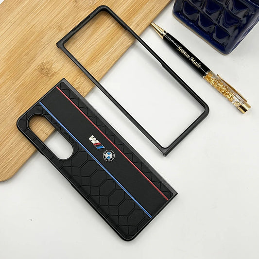 Samsung Galaxy Z Fold 3 Sports Car Logo Dual Line Design Case - Black