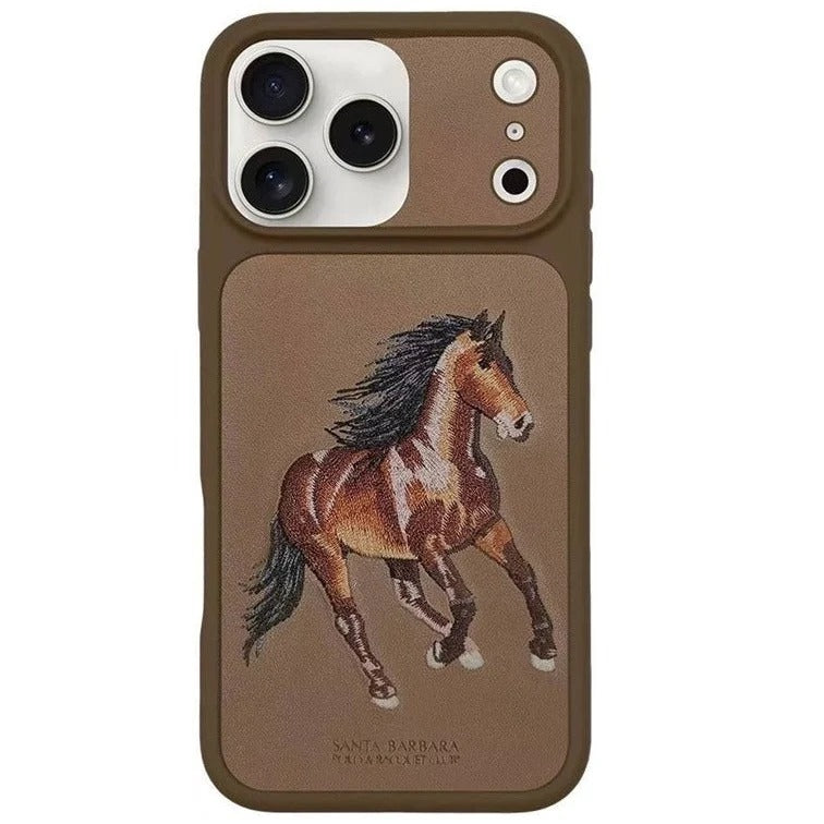iPhone 18 Pro Max Santa Barbara Boris Series Leather Back Cover - Brown