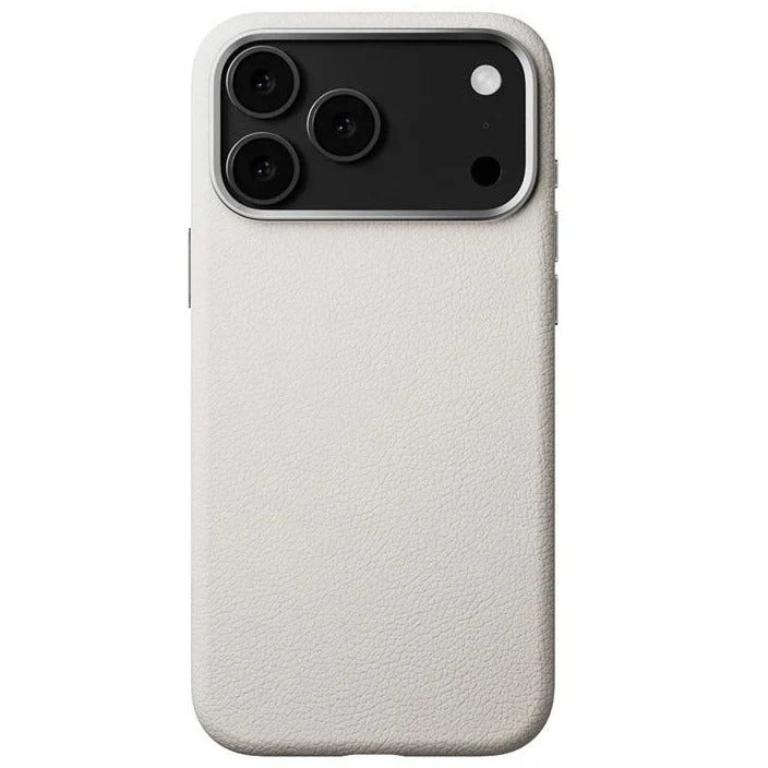 iPhone 18 Pro Max Business Style Leather Case with NFC Button - White