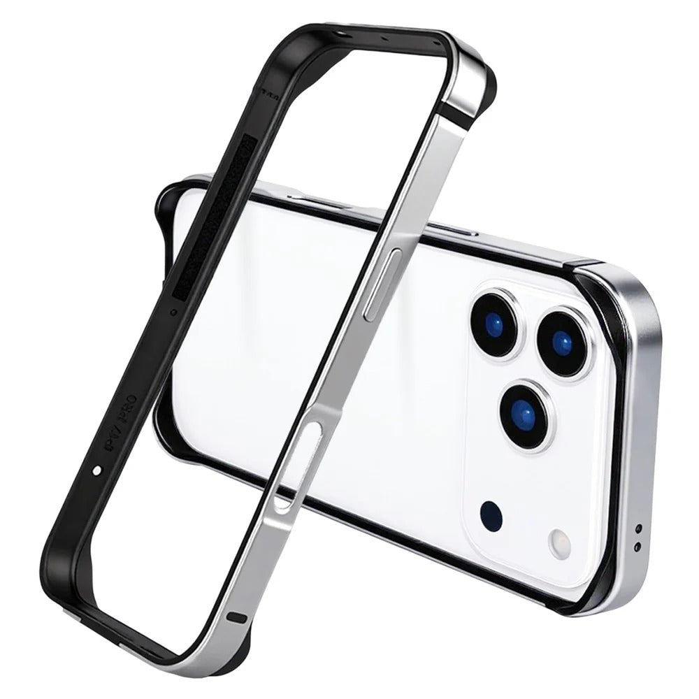 iPhone 17 Pro Aluminum Frame Metal Bumper Case - Silver