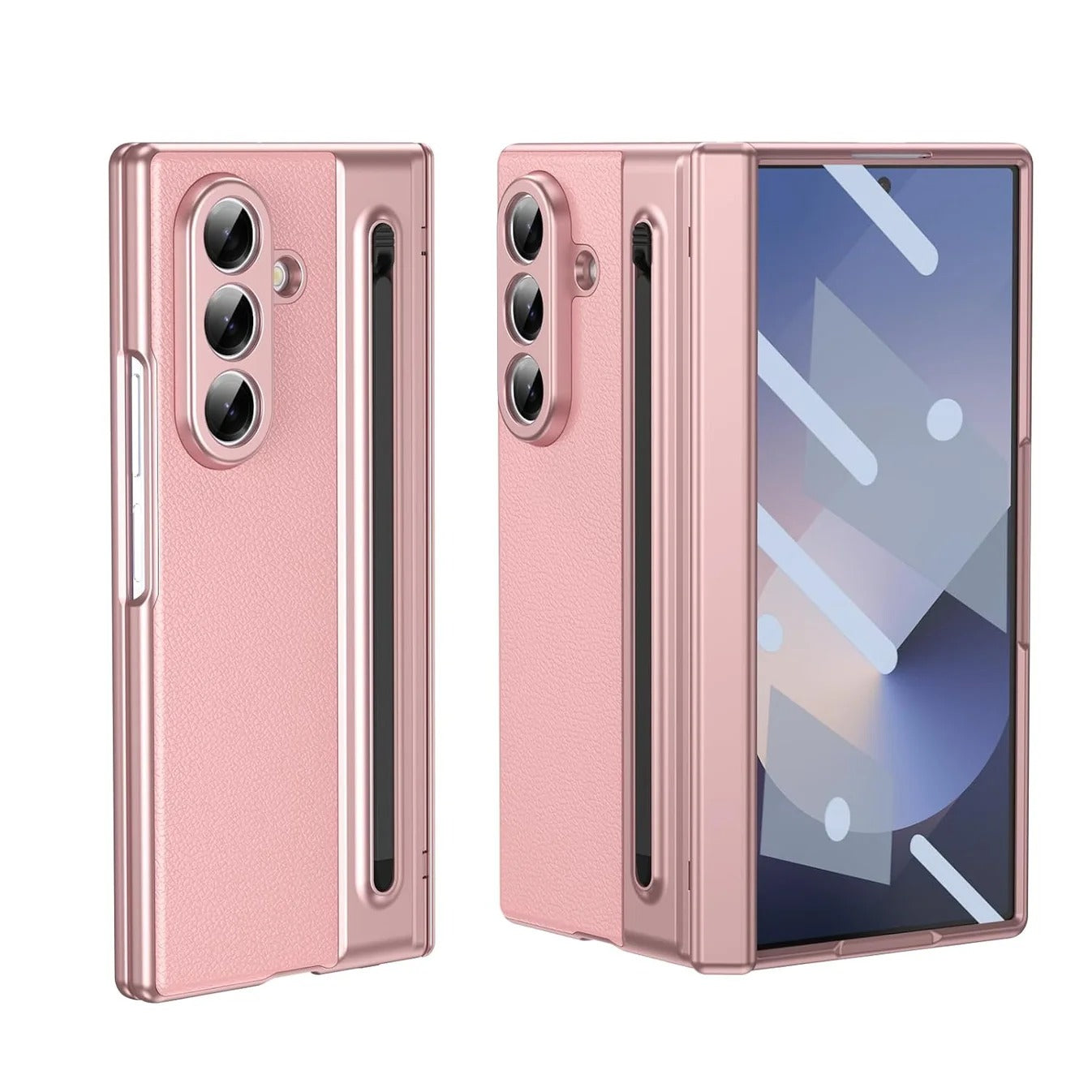 Samsung Z Fold8 Ultra Leather Case, Electroplating S Pen Case with Hinge Protection