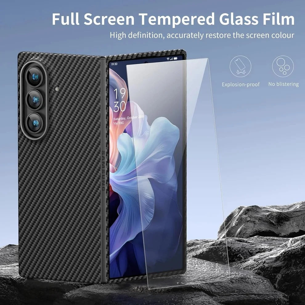Samsung Z Fold8 Ultra Carbon Case, 0.8mm Ultra Thin Carbon Fiber Kevlar 1500D Case Front Glass