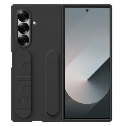 Samsung Z Fold8 Ultra Skin Feel Silicon Case with Kickstand & Band in Built Front Glass