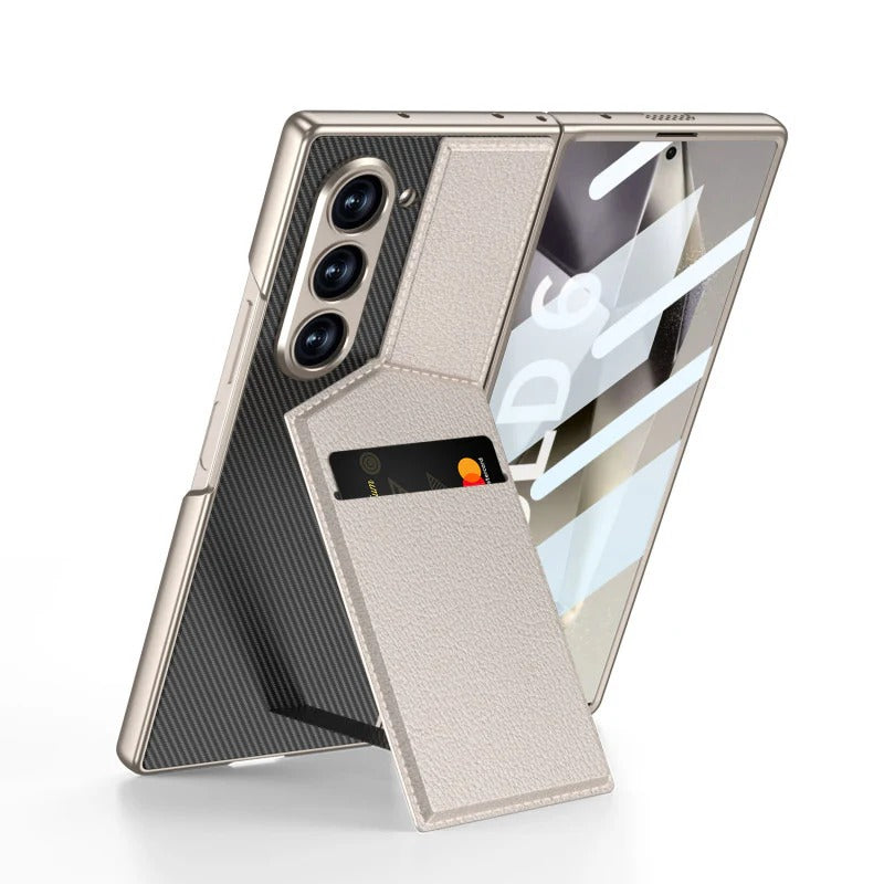 Samsung Z Fold 6 GKK Luxury Wallet Card Holder Stand Leather Case WIth Glass Protector
