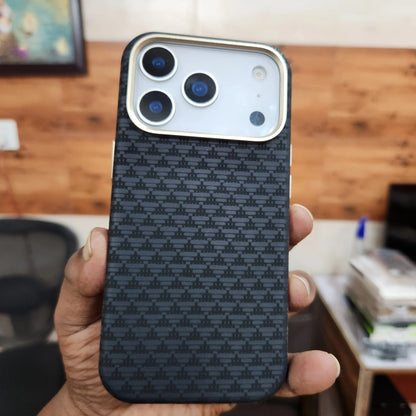iPhone 17 Pro Max Sibling Series Sleek Cross Texture Case with Metal Camera Protection
