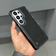 Samsung Galaxy S26 Ultra Leather Chrom Shine Case with Stand - Black