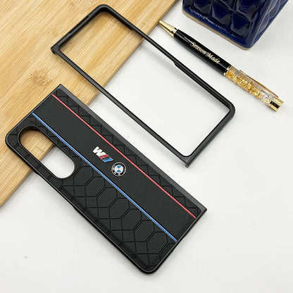 Samsung Galaxy Z Fold 3 Sports Car Logo Dual Line Design Case - Black