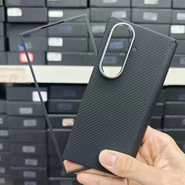 Samsung Z Fold8 Ultra Carbon Case, 0.6mm Thin Carbon Fiber Case with Magsafe, Hinge Protection & Front Glass - Black