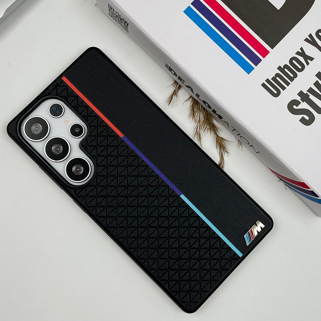 Samsung Galaxy S25 Ultra BMW M Perfomance Logo Leather Case - Black