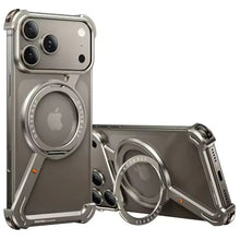 iPhone 17 Pro Z Shape Frameless Metal Bumper Case with 360° Rotatable Stand & Magsafe