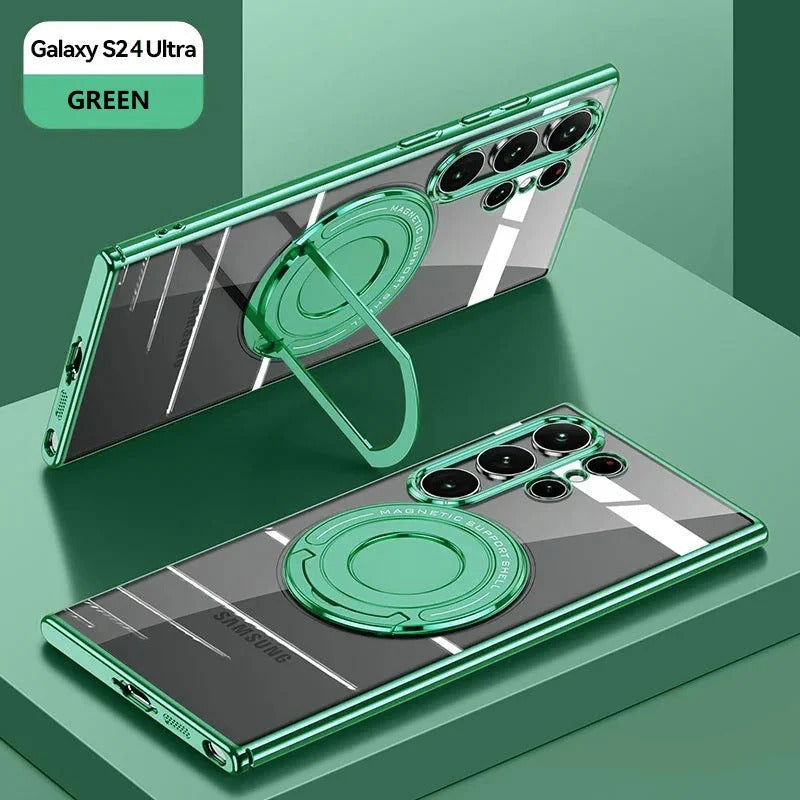 Samsung Galaxy S24 Ultra Magnetic Invisible Stand Anti Yellowing Electroplating Case