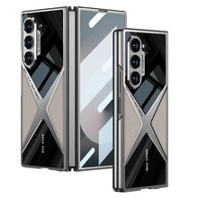 Samsung Galaxy Z Fold 6 Gkk Original X Pattern Leather & Glass Back Cover with Front Glass